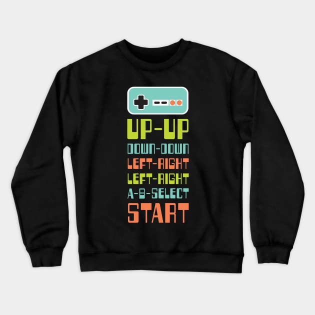 Old School Video Game Cheat Code Crewneck Sweatshirt by Doodl